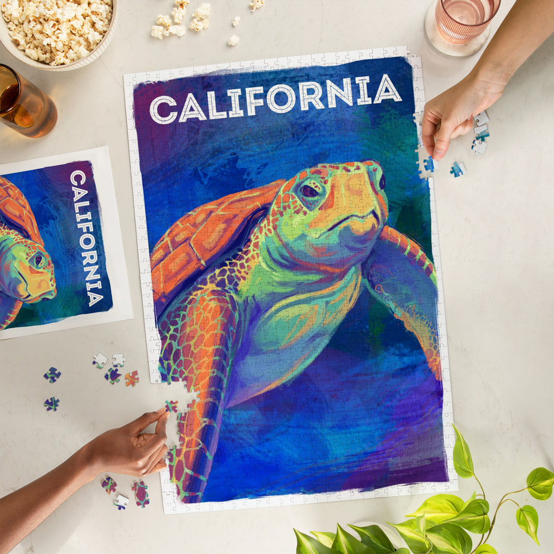 California, Vivid, Sea Turtle, Jigsaw Puzzle