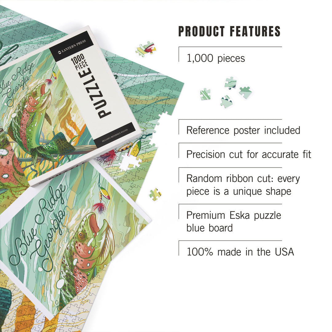 Blue Ridge, Georgia, Fishing, Underwater Trout, 1000 Piece Jigsaw Puzzle