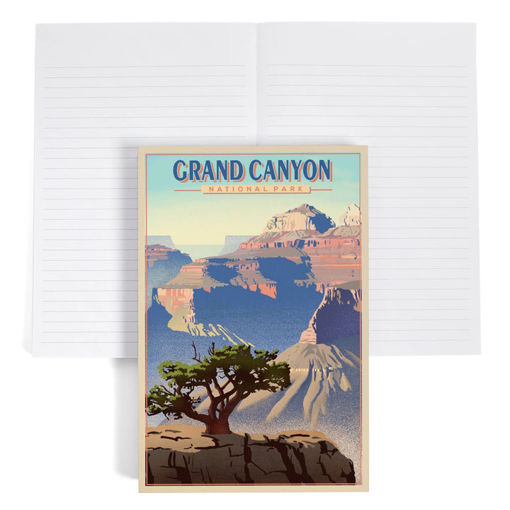 Lined 6x9 Journal, Grand Canyon National Park, Lithograph, Lay Flat, 193 Pages, FSC paper