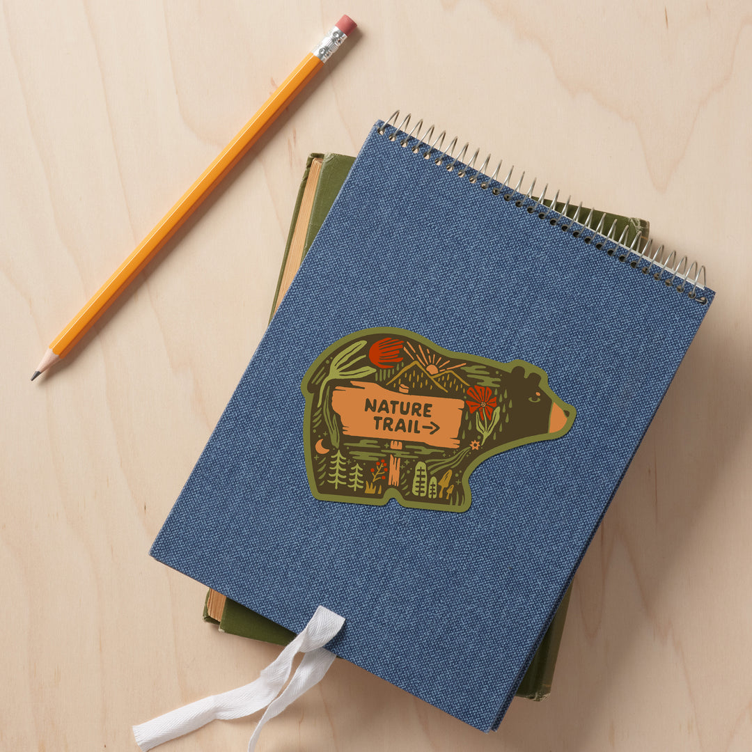 Boho Colorblock, Black Bear, Vinyl Sticker