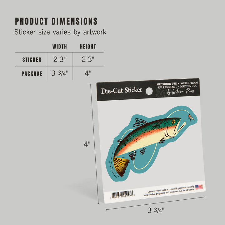 Midcentury, Trout Fishing, Vinyl Sticker