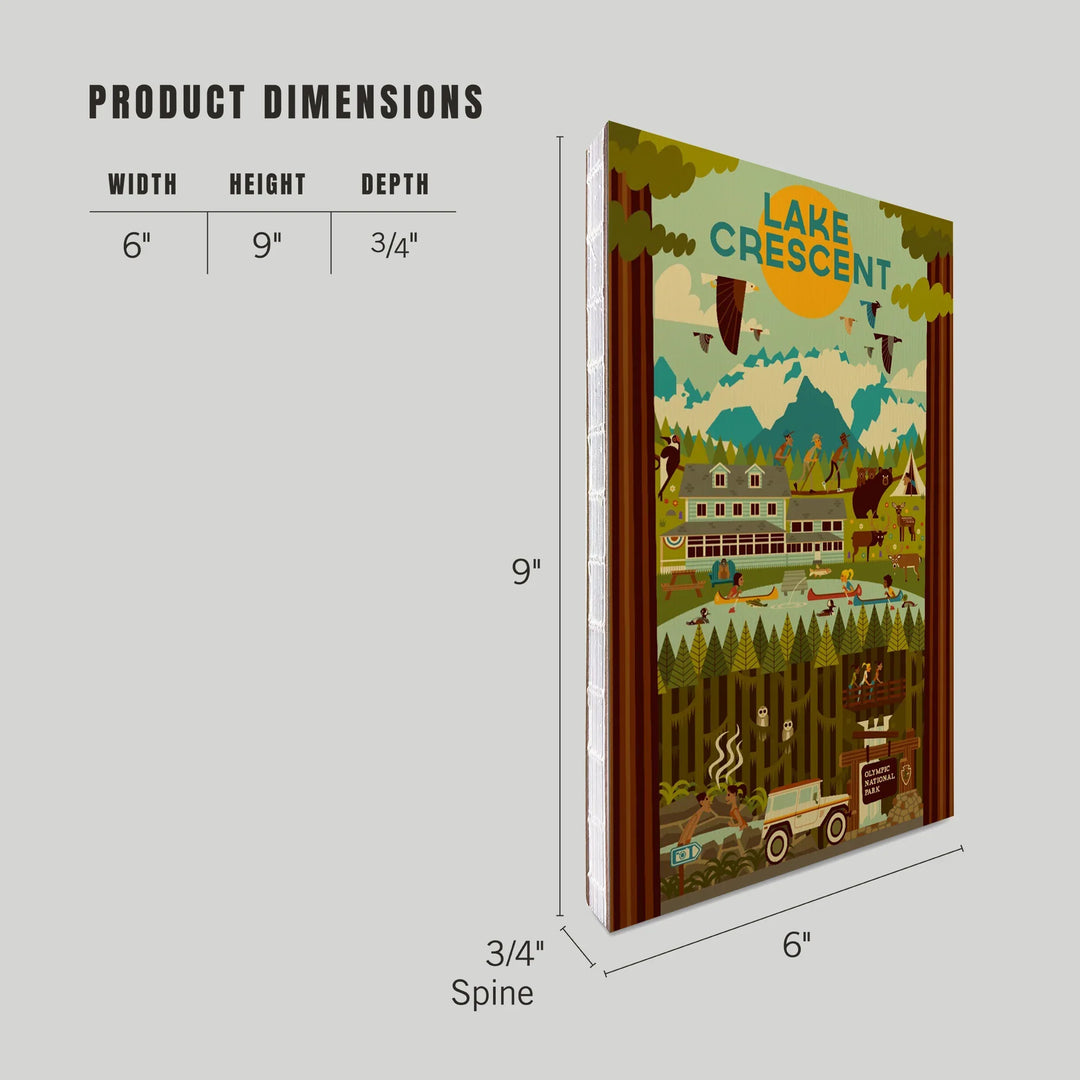 Lined 6x9 Journal, Lake Crescent, Olympic National Park, Washington, Geometric National Park Series, Lay Flat, 193 Pages, FSC paper
