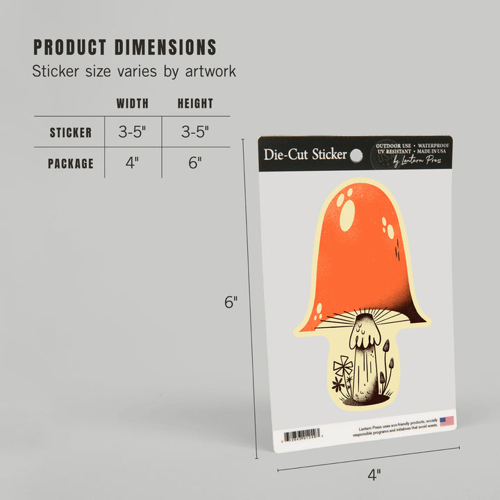 Midcentury, Mushrooms, Vinyl Sticker