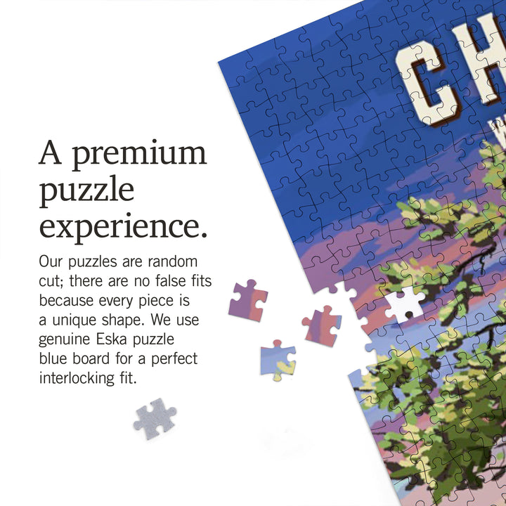 Chetek, Wisconsin, Adirondack Chairs and Lake, 1000 Piece Jigsaw Puzzle