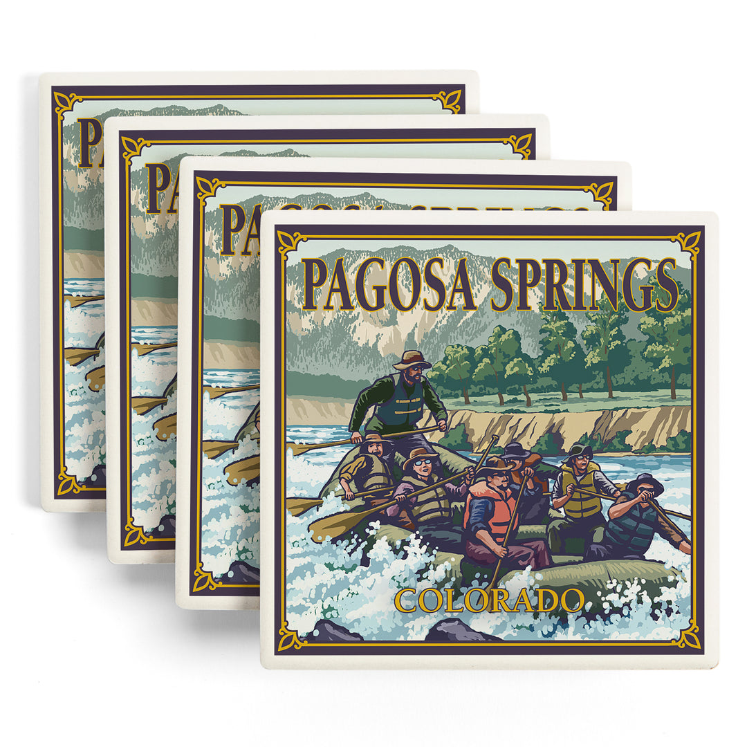 Pagosa Springs, Colorado, Painterly, River Rafting, Coaster Set