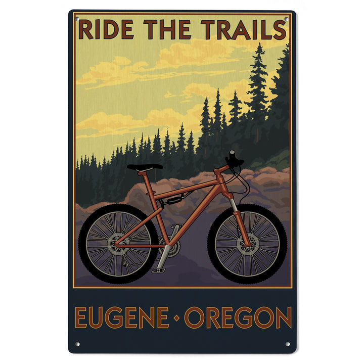 Eugene, Oregon, Ride the Trails, Lantern Press Artwork, Wood Signs and Postcards