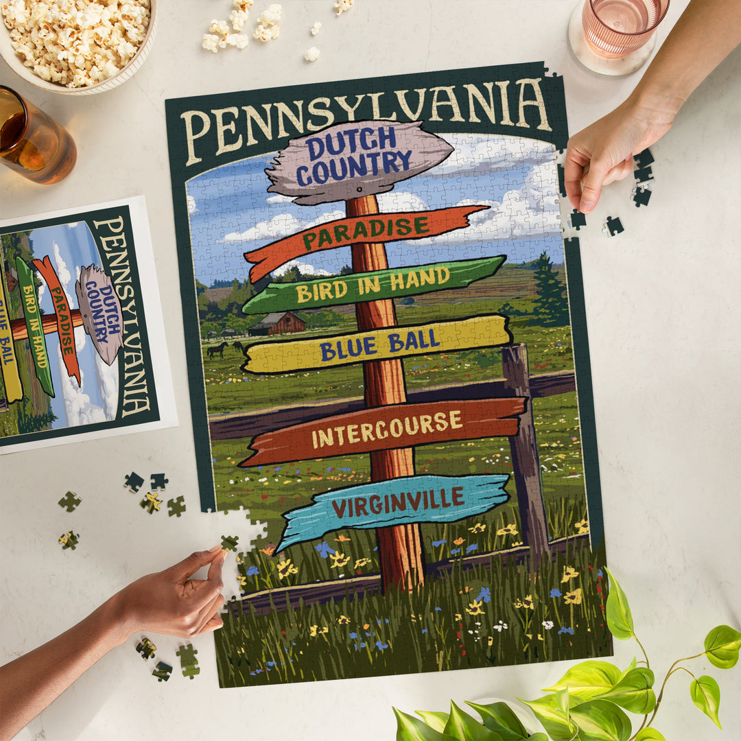 Lancaster County, Pennsylvania, Destination Signpost, Jigsaw Puzzle