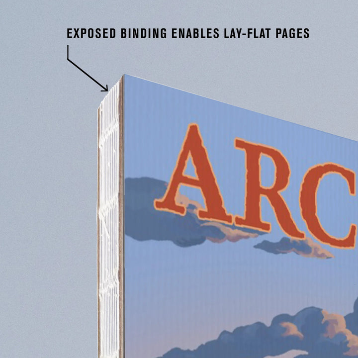 Lined 6x9 Journal, Arches National Park, Utah, Delicate Arch Illustration, Lay Flat, 193 Pages, FSC paper