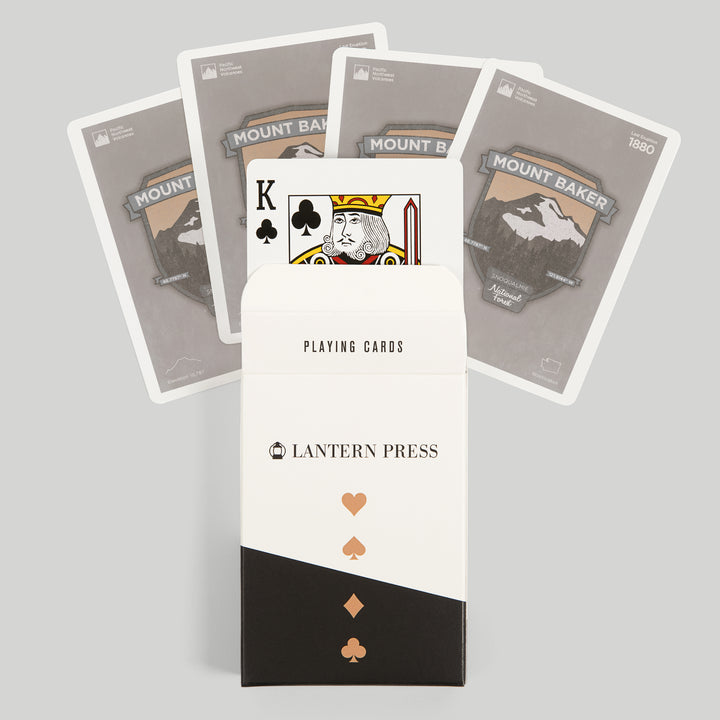 Playing Cards, Mount Baker, Washington, Pacific Northwest Volcanoes, 52 Card Deck with Jokers in Box, Unique Art