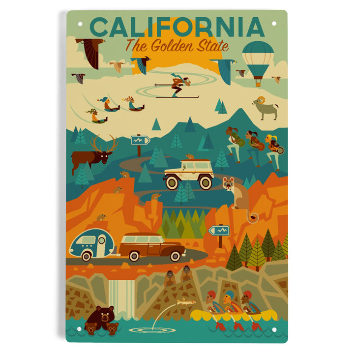 California, The Golden State, Geometric, Metal Signs