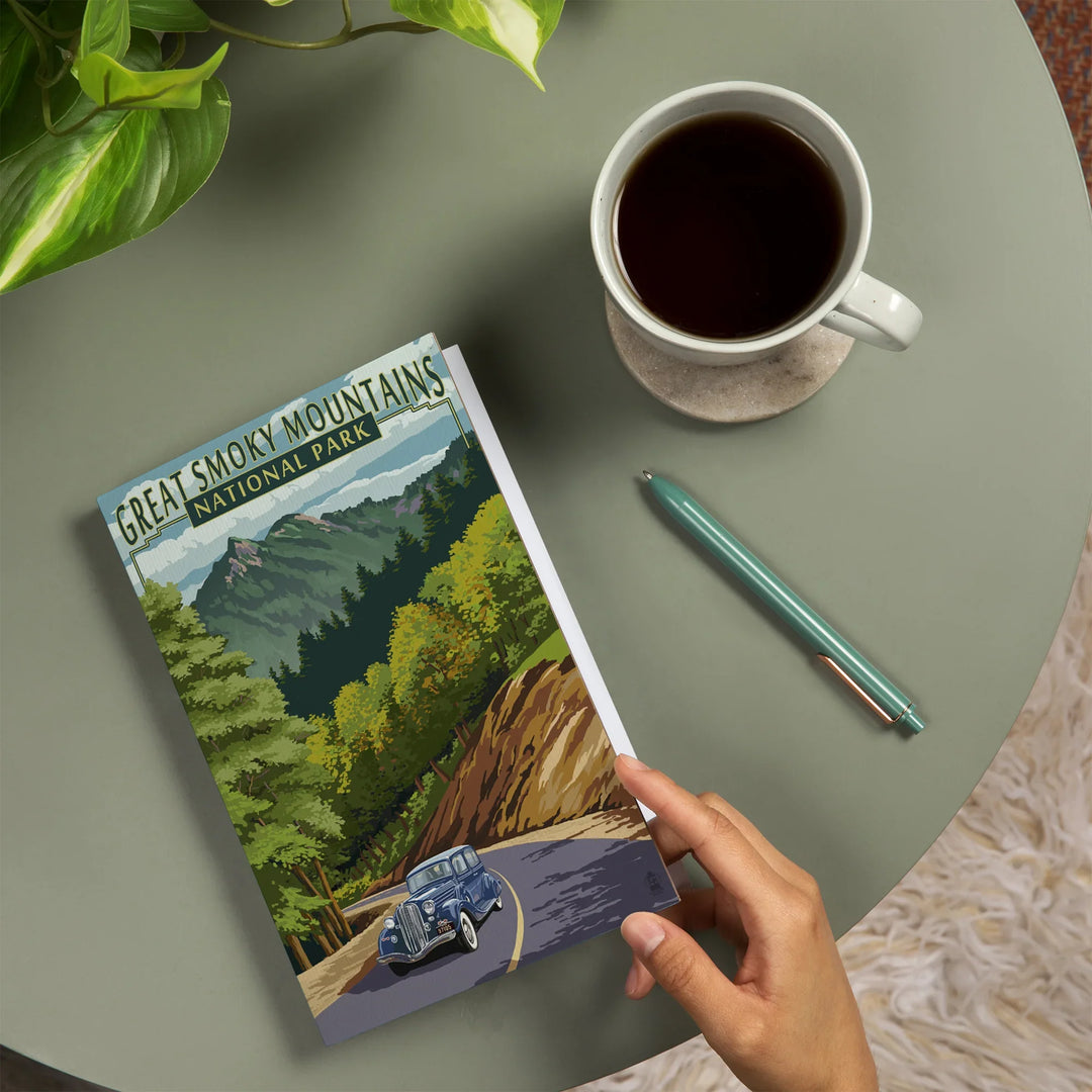 Lined 6x9 Journal, Great Smoky Mountains National Park, Tennessee, Chimney Tops and Road, Lay Flat, 193 Pages, FSC paper