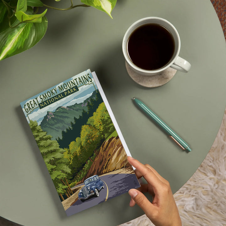 Lined 6x9 Journal, Great Smoky Mountains National Park, Tennessee, Chimney Tops and Road, Lay Flat, 193 Pages, FSC paper