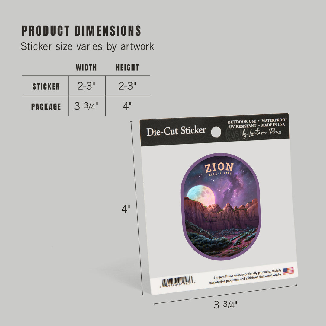 Zion Under the Stars, Zion National Park Celestial Landscape Artwork, Vinyl Sticker