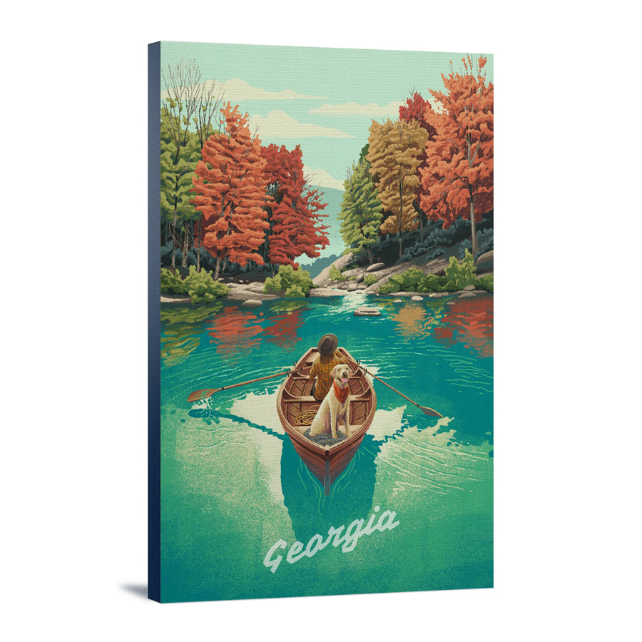 Georgia, Quiet Explorer, Boating, Mountain, Stretched Canvas - Lantern Press