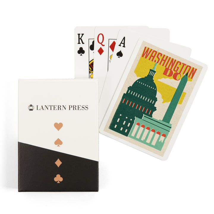Playing Cards, Washington, DC, Woodblock City Series, Architectural Landmarks, 52 Card Deck with Jokers in Box, Unique Art