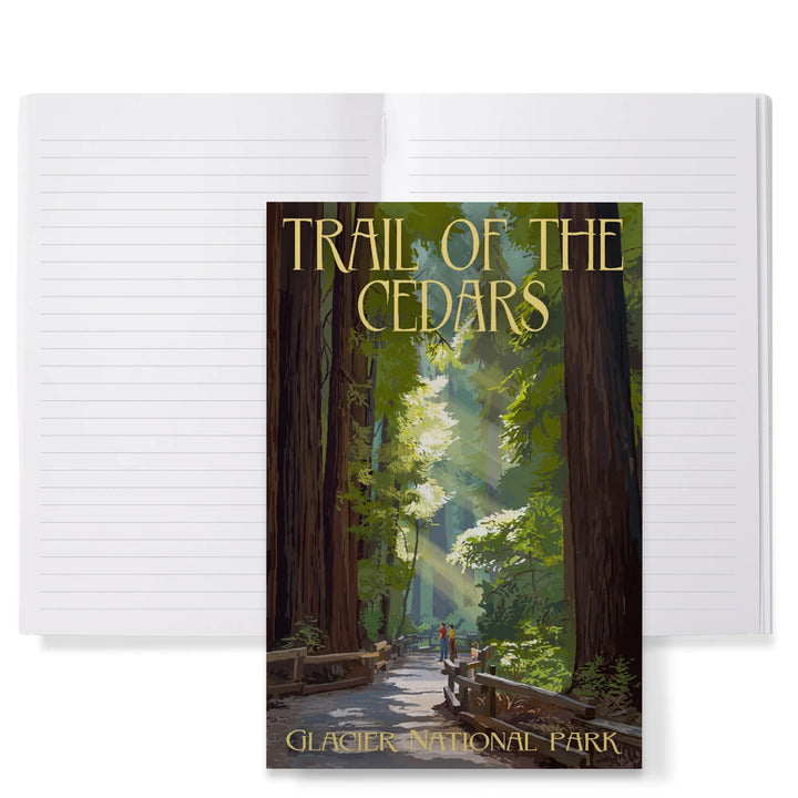 Lined 6x9 Journal, Glacier National Park, Montana, Trail of the Cedars, Lay Flat, 193 Pages, FSC paper