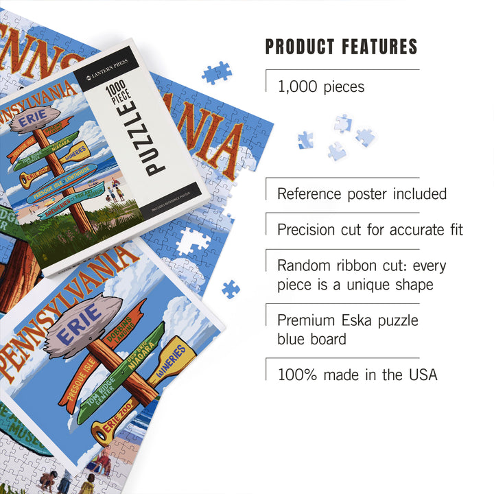 Erie, Pennsylvania, Destination Signpost, 1000 Piece Jigsaw Puzzle