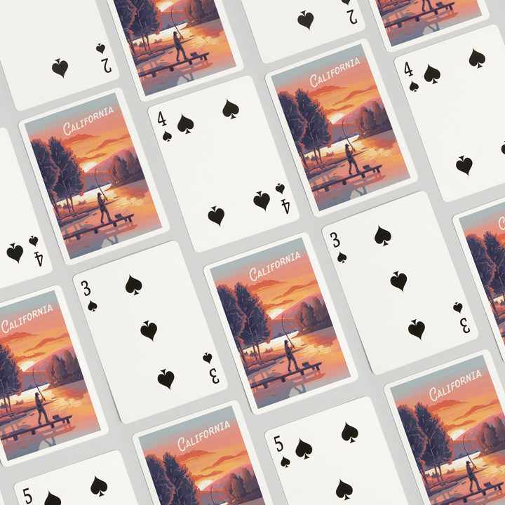 Playing Cards, California, This is Living, Fishing, 52 Card Deck with Jokers in Box, Unique Art