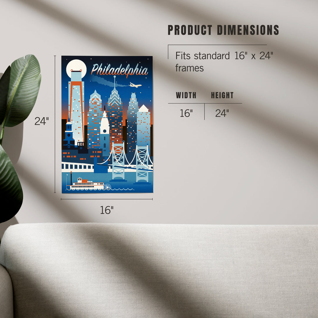 Philadelphia Retro Skyline Chromatic, Art & Giclee Prints