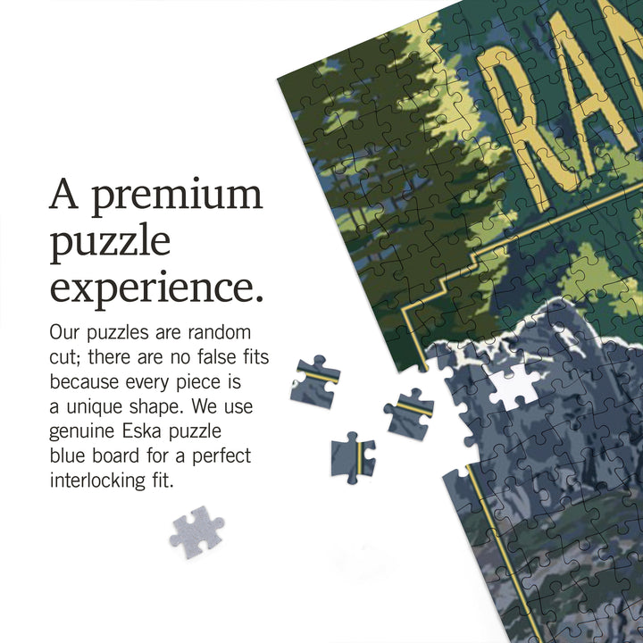 Rangeley, Maine, Painterly, Little Falls, Black Bear and Cubs, Jigsaw Puzzle