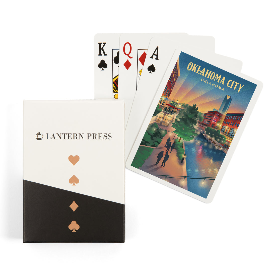 Playing Cards, Oklahoma City, Oklahoma, River Walk, Lithograph, 52 Card Deck with Jokers in Box, Unique Art