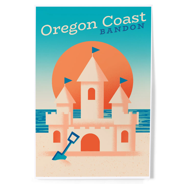 Bandon, Oregon, Sun-faded Shoreline Collection, Sand Castle on Beach, Art & Giclee Prints