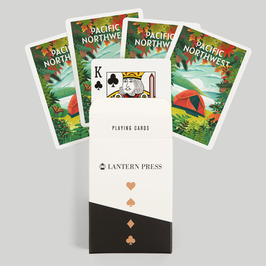 Playing Cards, Pacific Northwest, Peek That View, Tent Camping, Fall Colors, 52 Card Deck with Jokers in Box, Unique Art