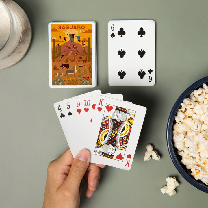 Playing Cards, Saguaro National Park, Arizona, Geometric National Park Series, 52 Card Deck with Jokers in Box, Unique Art