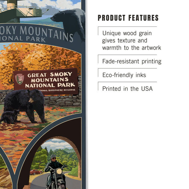 Great Smoky Mountains National Park, Tennessee, Montage, Wood Sign and Postcards