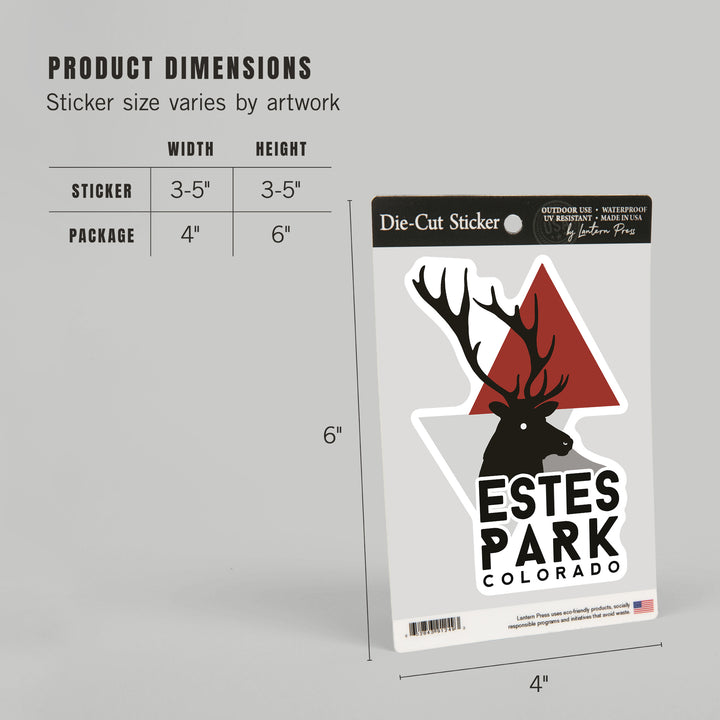 Estes Park, Colorado, Elk and Triangles, Contour, Vinyl Sticker
