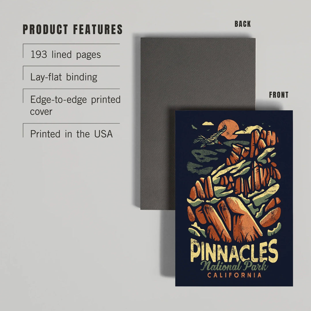 Lined 6x9 Journal, Pinnacles National Park, Distressed Vector, Lay Flat, 193 Pages, FSC paper