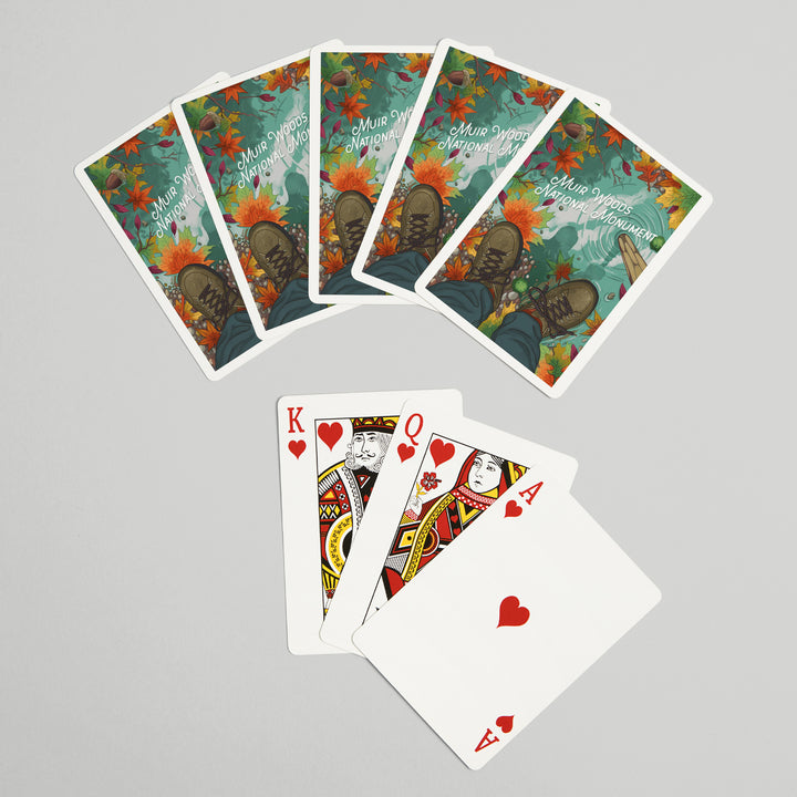 Playing Cards, Muir Woods National Monument, California, Outdoor Activity, Hiking Closeups, Fall Colors, 52 Card Deck with Jokers in Box, Unique Art