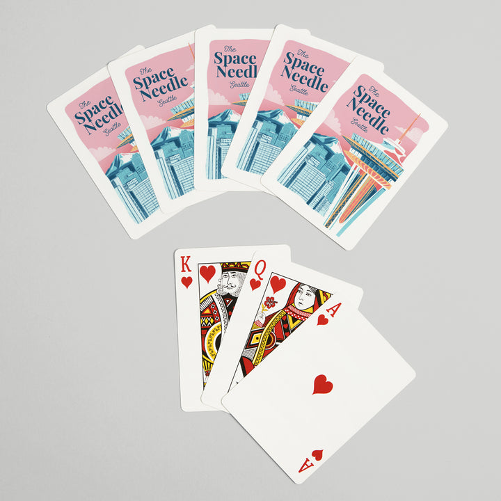 Playing Cards, Seattle, Washington, Space Needle, Epic City Scene, 52 Card Deck with Jokers in Box, Unique Art