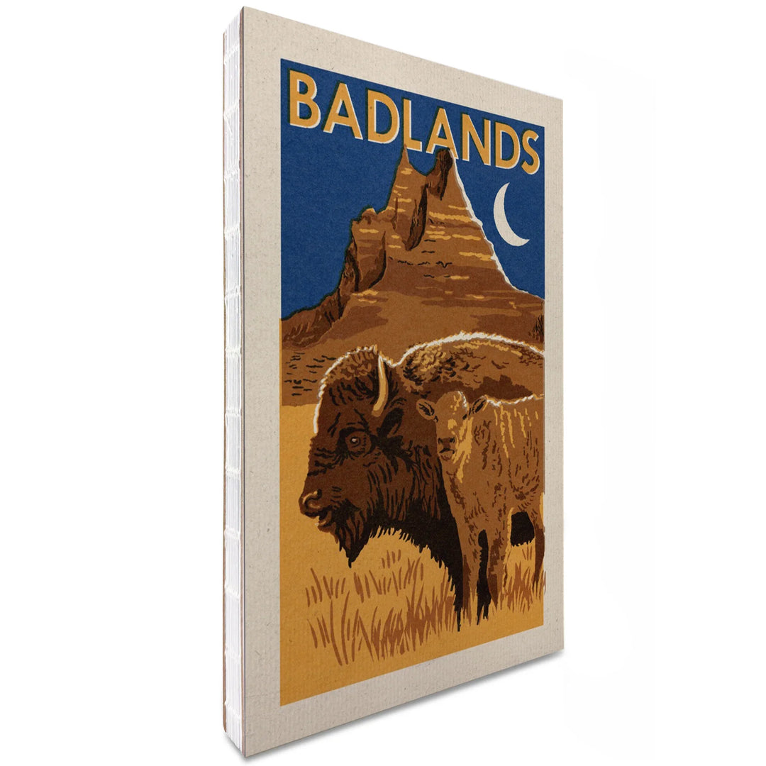 Lined 6x9 Journal, Badlands National Park, Woodblock, Lay Flat, 193 Pages, FSC paper