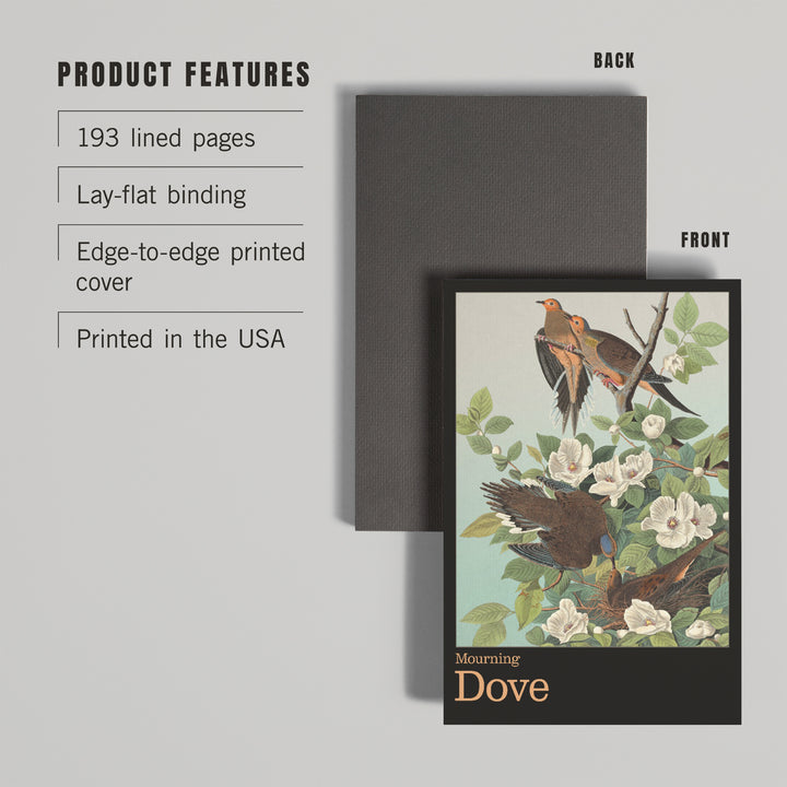 Lined 6x9 Journal, Audubon Birds North America Mourning Dove, Lay Flat, 193 Pages, FSC paper