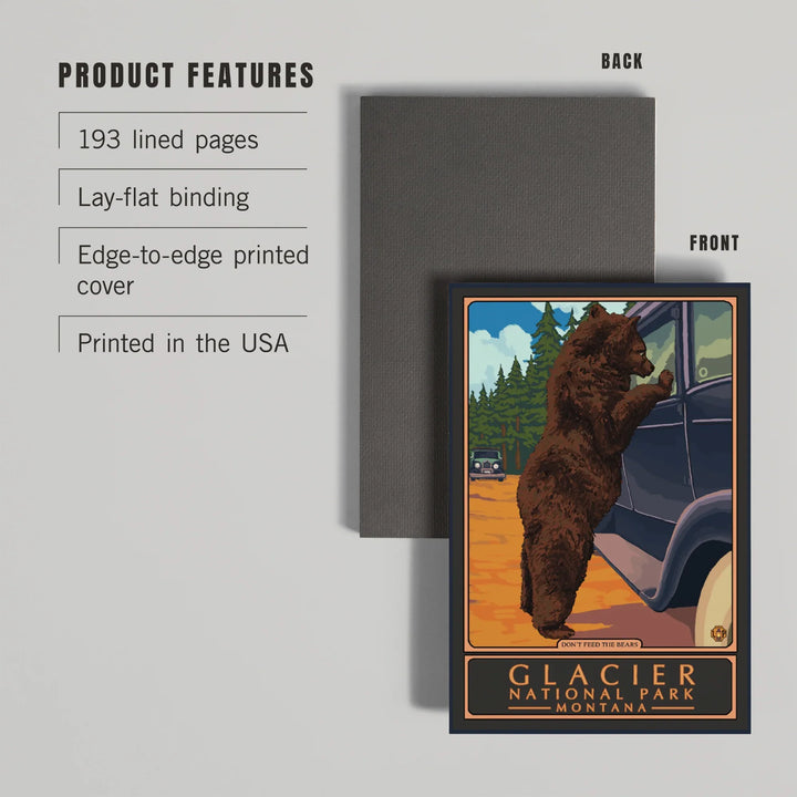 Lined 6x9 Journal, Glacier National Park, Montana, Don't Feed the Bears, Lay Flat, 193 Pages, FSC paper