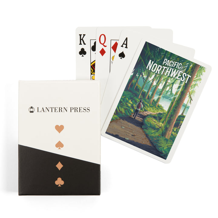 Playing Cards, Pacific Northwest, Walk In The Woods, Day Hike, 52 Card Deck with Jokers in Box, Unique Art
