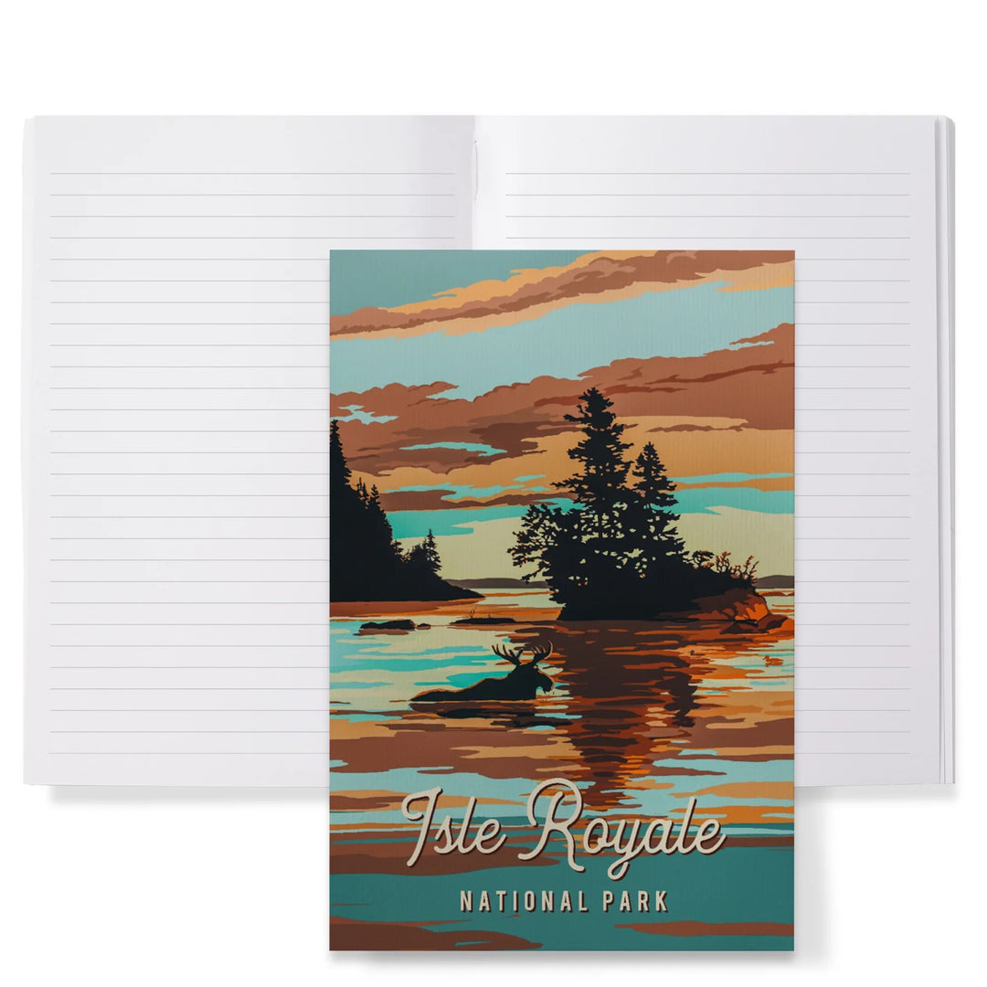 Lined 6x9 Journal, Isle Royale National Park, Michigan, Painterly National Park Series, Lay Flat, 193 Pages, FSC paper