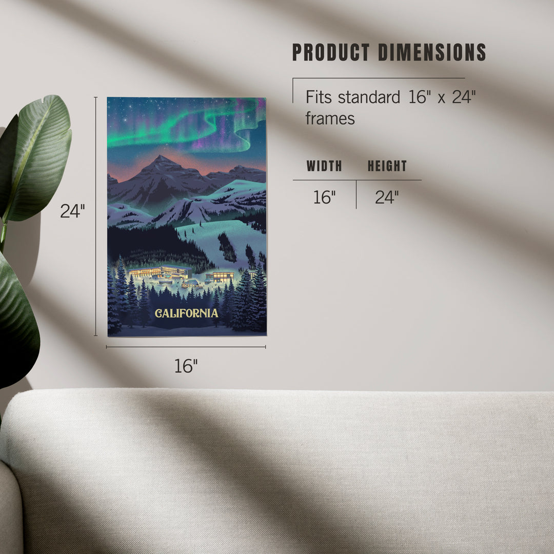 California, Village under Northern Lights, Art & Giclee Prints