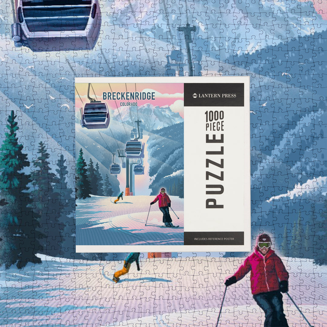 Breckenridge, Colorado, Lithograph, Gondola, Jigsaw Puzzle