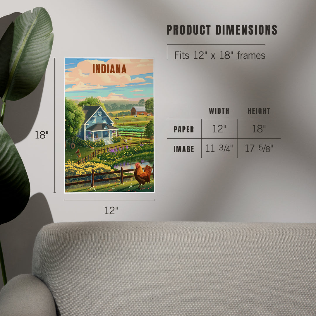 Indiana, Lithograph, Farm Life, Art & Giclee Prints