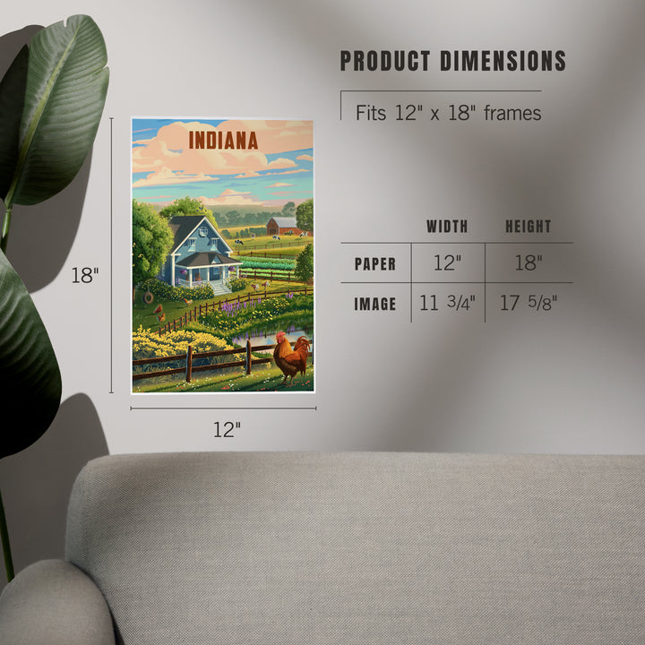 Indiana, Lithograph, Farm Life, Art & Giclee Prints