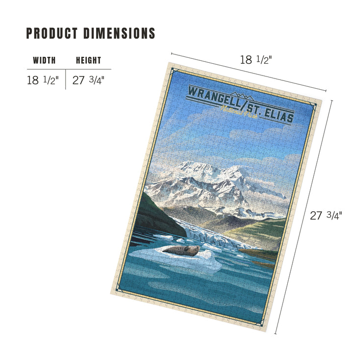 Wrangell-St Elias National Park and Preserve, Alaska, Lithograph, Jigsaw Puzzle