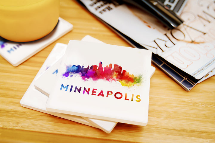 Minneapolis, Minnesota, Skyline Abstract, Coaster Set