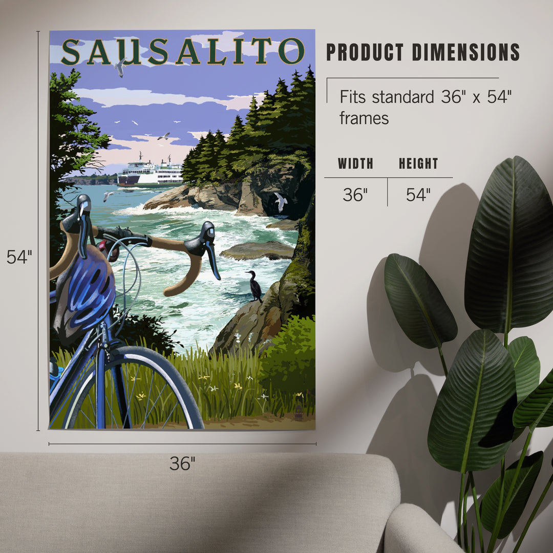 Sausalito, California, Coastal Scene, Bike and Ferry, Art & Giclee Prints