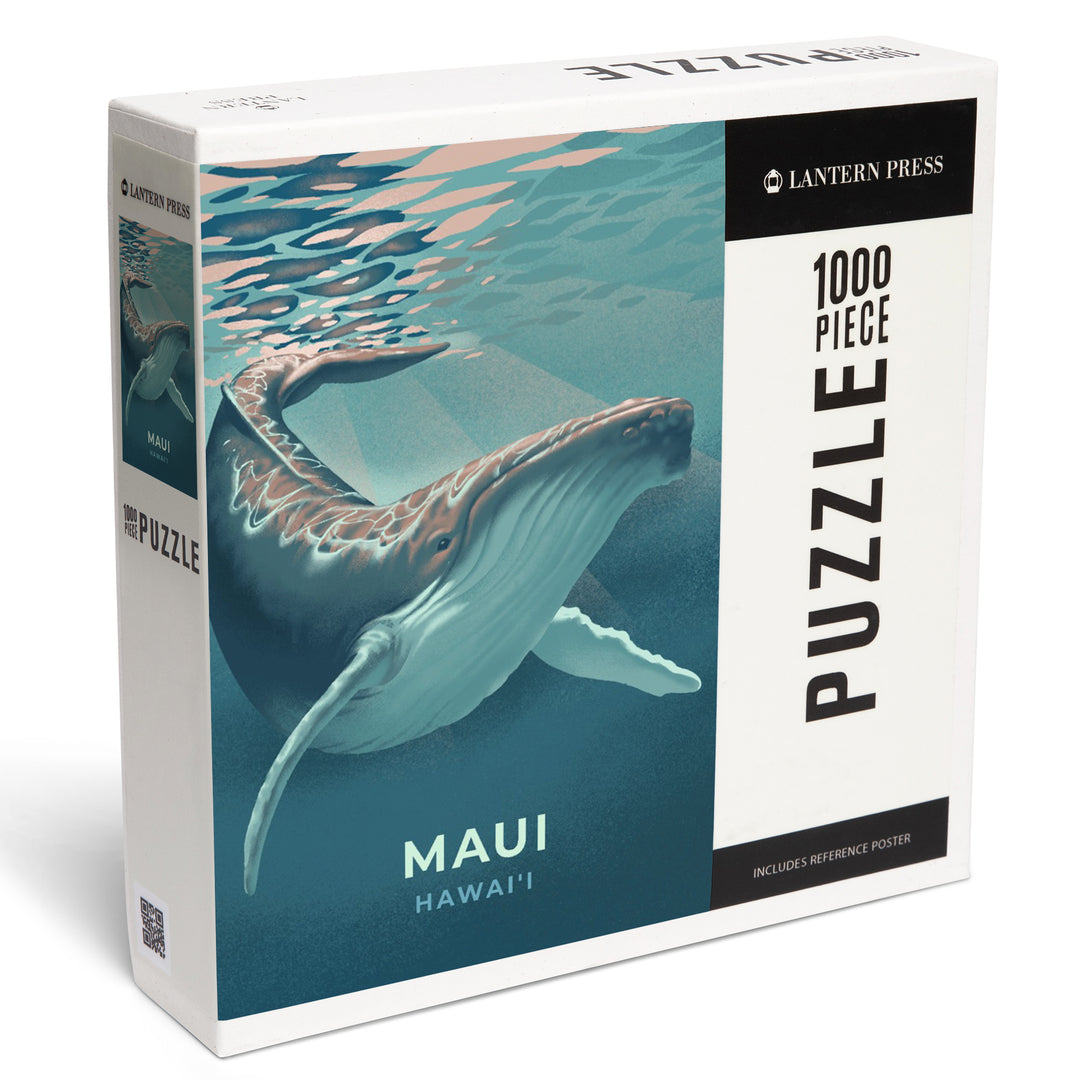 Maui, Hawaii, Lithograph, Humpback Whale, 1000 Piece Jigsaw Puzzle