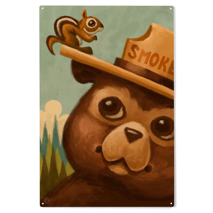 Smokey Bear and Squirrel, Officially Licensed, Wood Sign and Postcards