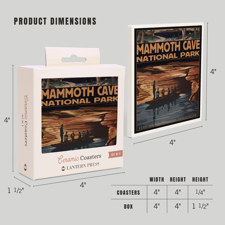 Mammoth Cave National Park, Kentucky, Echo River, Coaster Set - Lantern Press