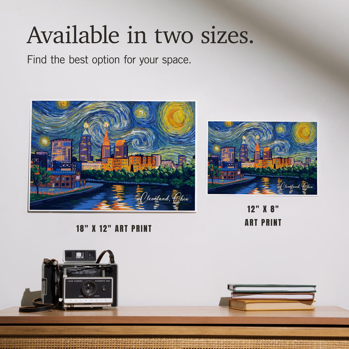 Cleveland, Ohio, Starry Night, City Skyline, Art & Giclee Prints