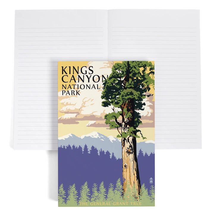 Lined 6x9 Journal, Kings Canyon National Park, California, General Grant Tree and Mountains, Lay Flat, 193 Pages, FSC paper